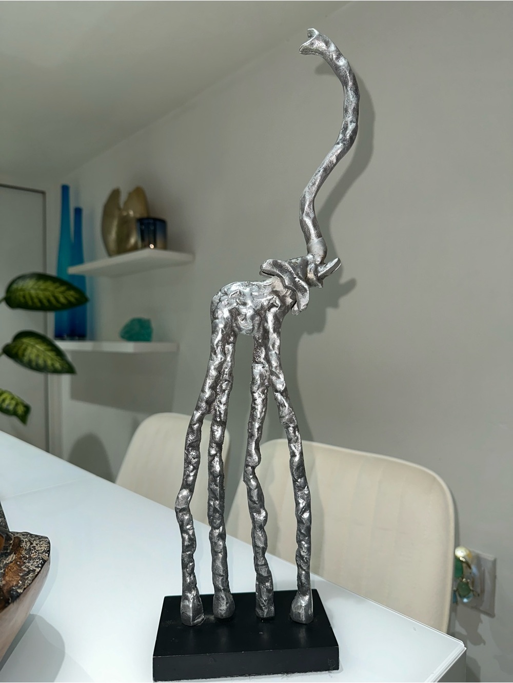 Modern Silver Abstract  Sculpture - Home Art Accent